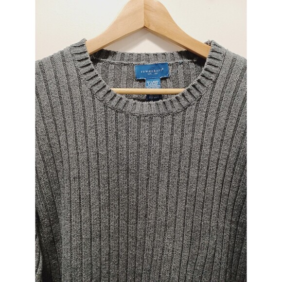 Towncraft Men's Gray Ribbed Knit Long Sleeve Pullover Sweater  Size XXL - Picture 3 of 6